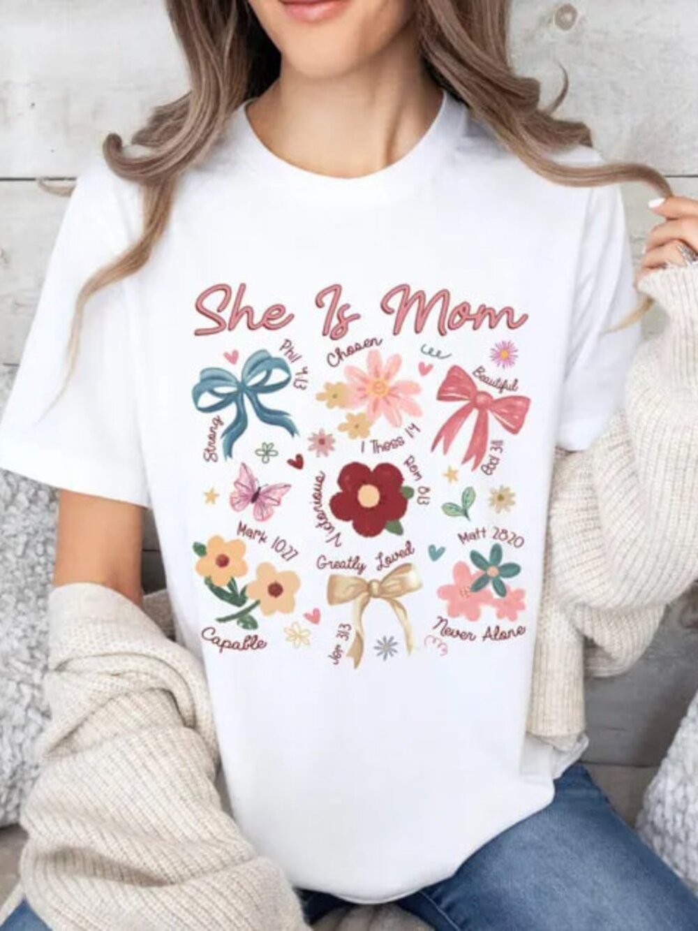 Graphic Religious Mom Shirt, Floral Mothers Day T-shirt, Blessed Mom Tee